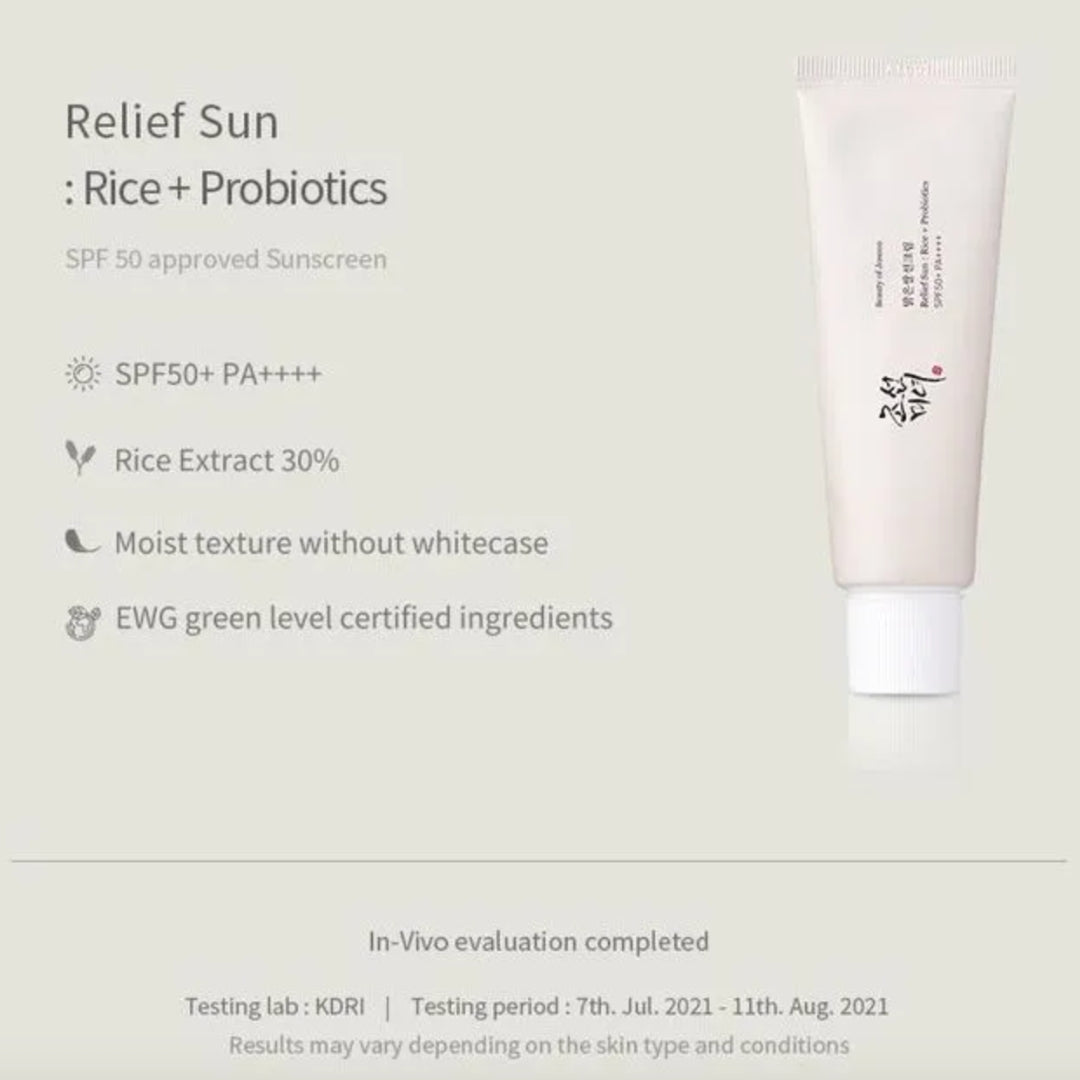 Beauty of Joseon. Relief Sun: Rice + Probiotics SPF50+ PA++++ Sunscreen - Lady Bonita