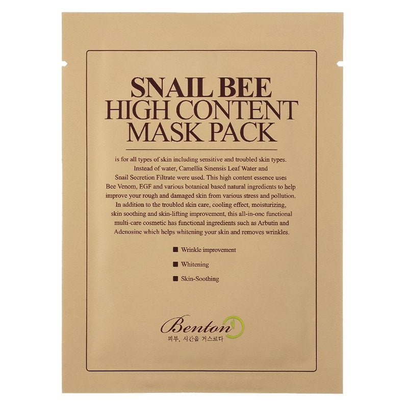 Benton. Snail Bee High Content Mask Pack Sheet 20g (1 Pc)