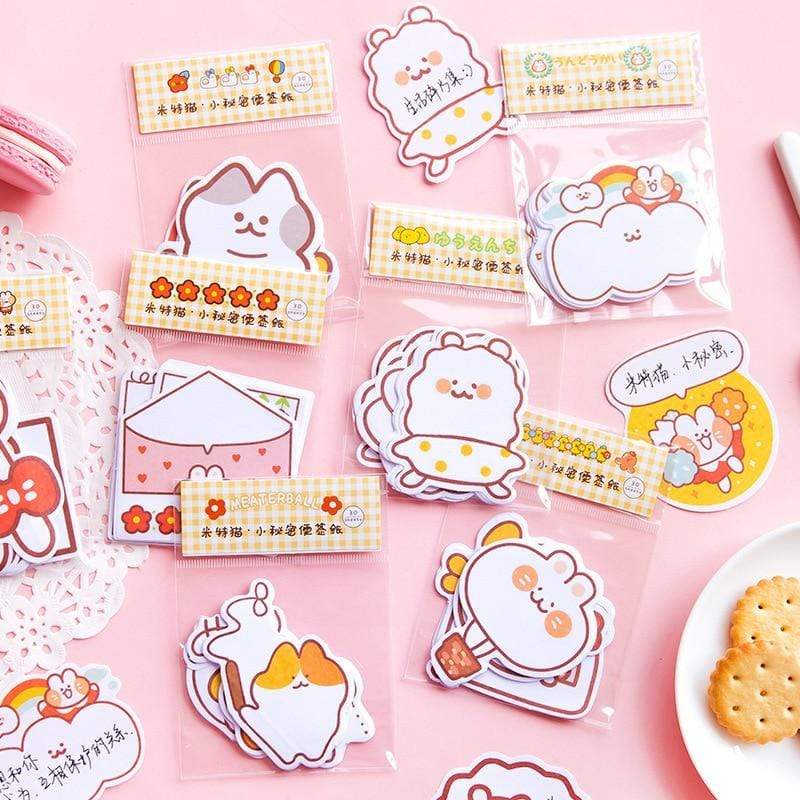 30 Pcs  Cute Cartoon Decorative Message Sticky type Decorative Stickers - Lady Bonita