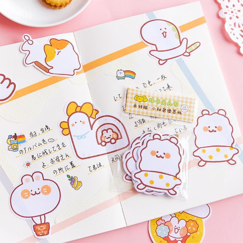 30 Pcs Cute Cartoon Decorative Message Sticky type Decorative Stickers - Lady Bonita