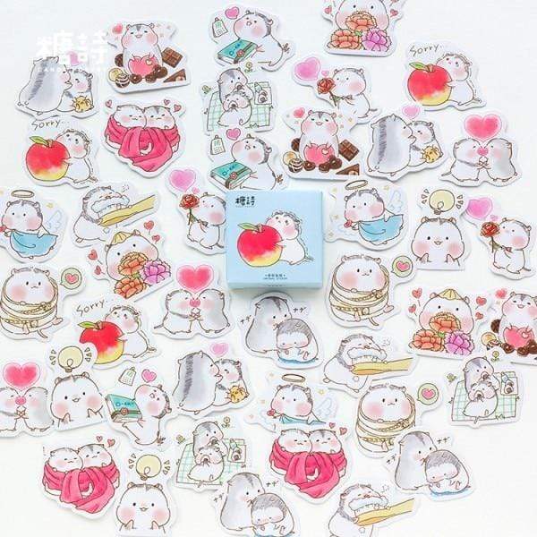 45pcs Cartoon Animal Stickers Decorative Stickers White Hamster - Lady Bonita