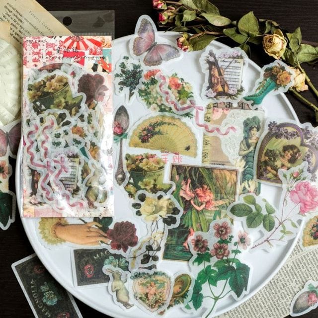 Decorative Vintage Journal Diary [60 Sheets] Decorative Stickers G - Lady Bonita