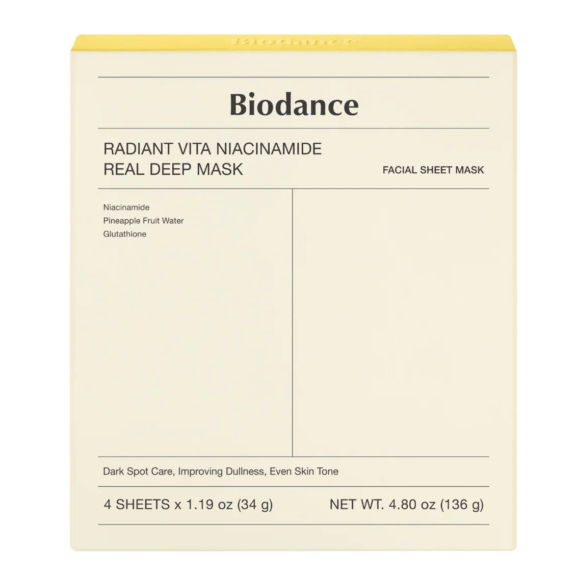 Biodance. Radiant Vita Niacinamide Real Deep Mask 34g