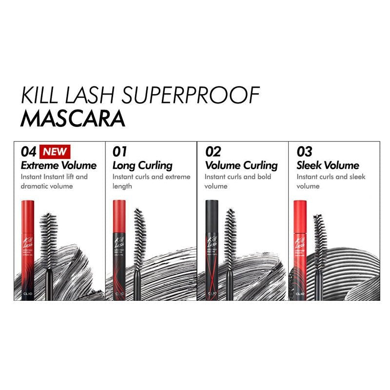 Clio. Kill Lash Superproof Mascara 7g [01 Long Curling] | Lady Bonita | Korean beauty NZ