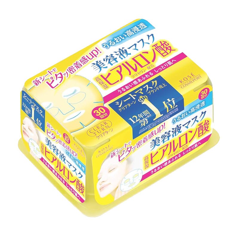 Kose Cosmeport. Clear Turn Essence Mask Hyaluronic Acid (30 Masks)