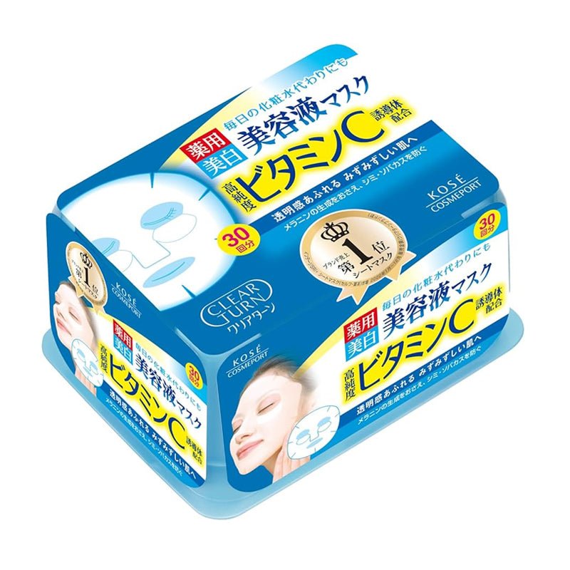 Kose Cosmeport. Clear Turn Essence Mask Vitamin C (30 Masks)