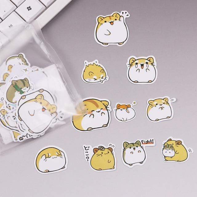 40 PCS  Adorable Cartoon Stickers (Little Dragon / Hamster / Kitty) Decorative Stickers Hamster - Lady Bonita