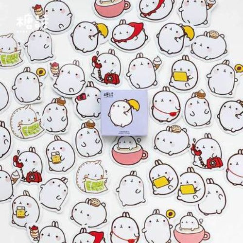 45pcs Cartoon Animal Stickers Decorative Stickers White Bunny - Lady Bonita