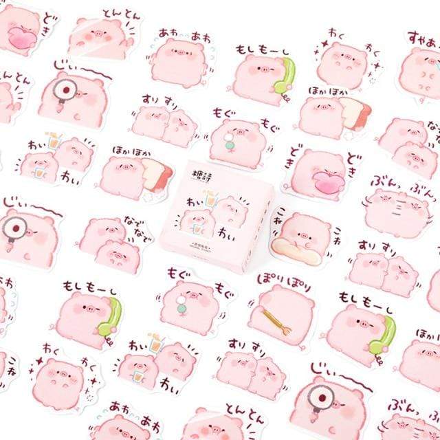 45Pcs Cartoon Cute Animal Stickers (Piggy / Bunny) Decorative Stickers Piggy - Lady Bonita