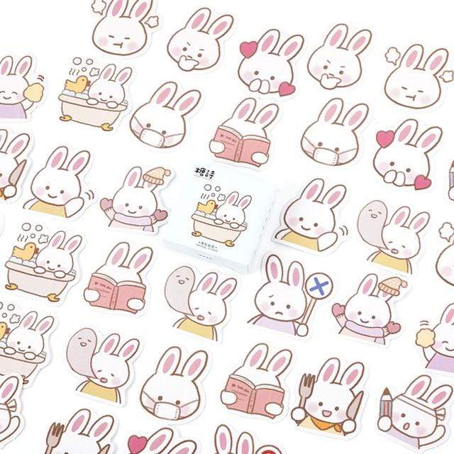 45Pcs Cartoon Cute Animal Stickers (Piggy / Bunny) Decorative Stickers Bunny - Lady Bonita