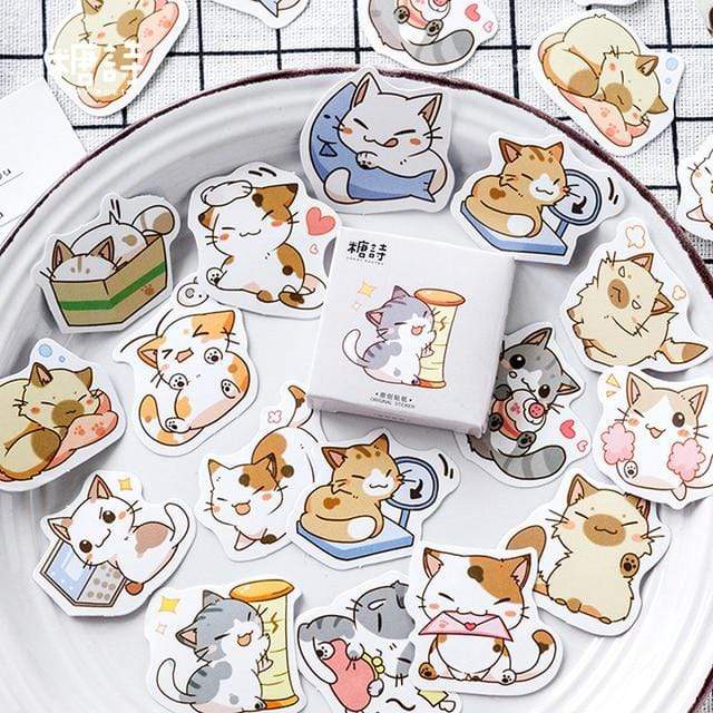 45PCS Funny Cartoon Animal Stickers Decorative Stickers Cute Cats - Lady Bonita