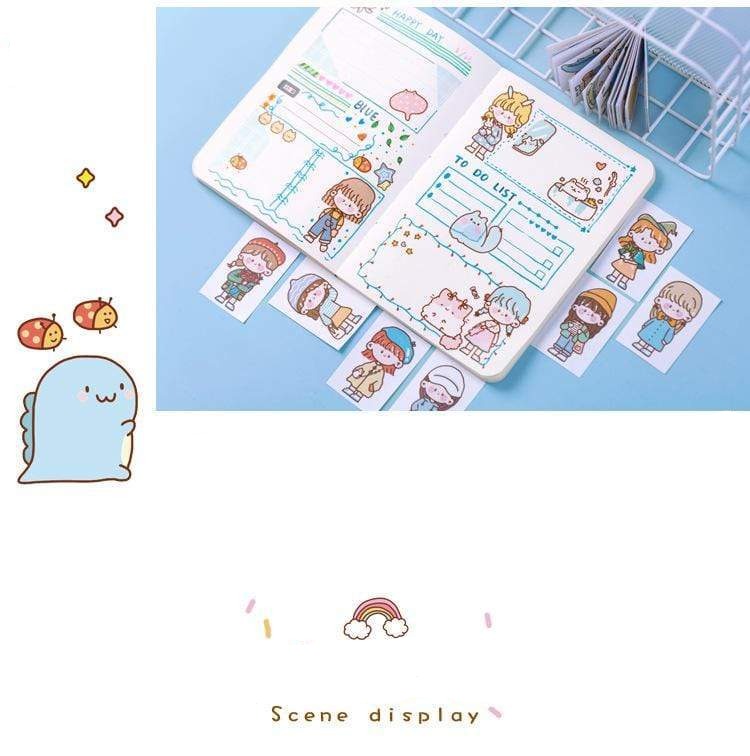 50 Sheets Adorable Cartoon Stickers Decorative Stickers - Lady Bonita