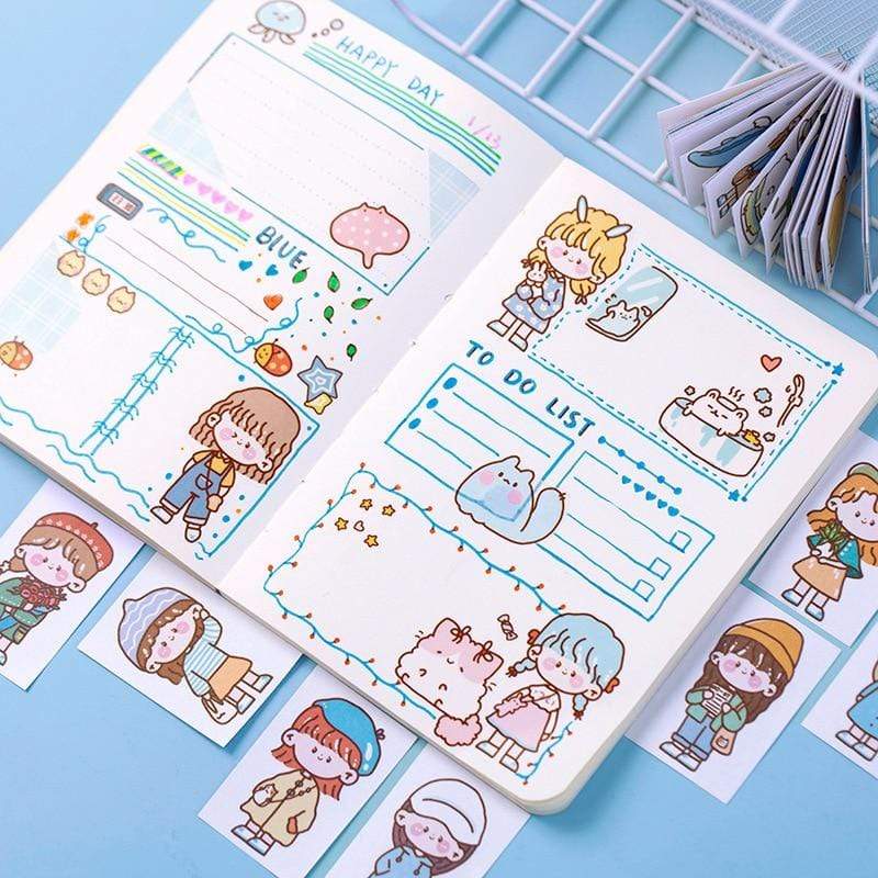50 Sheets Adorable Cartoon Stickers Decorative Stickers - Lady Bonita