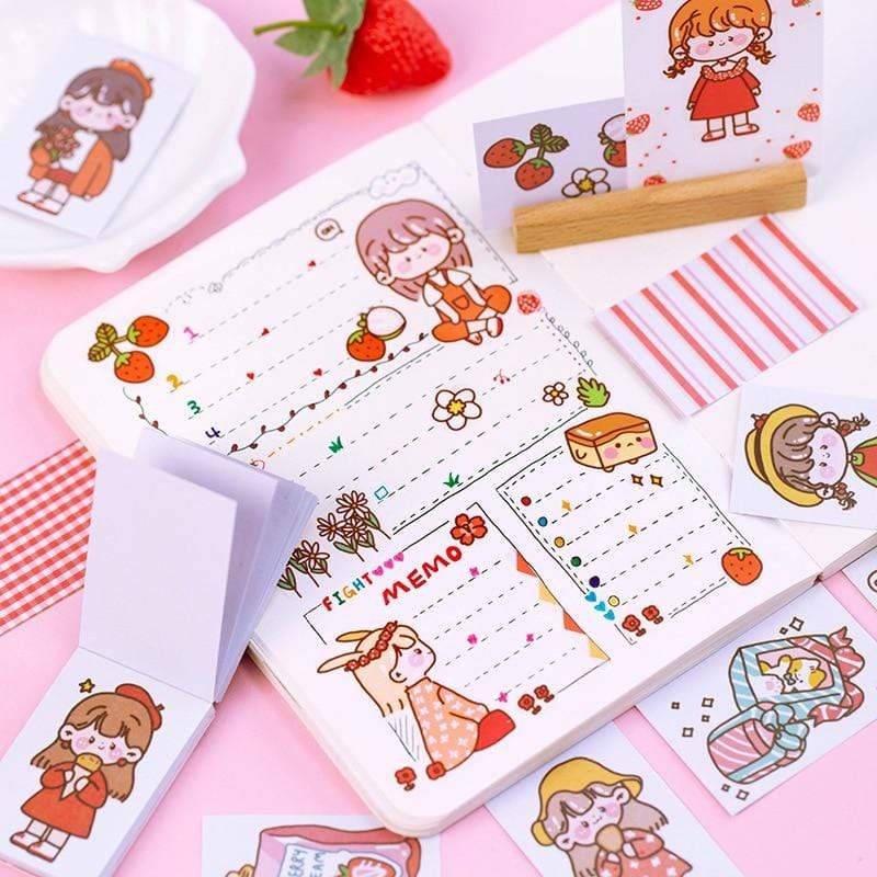 50 Sheets Adorable Cartoon Stickers Decorative Stickers - Lady Bonita