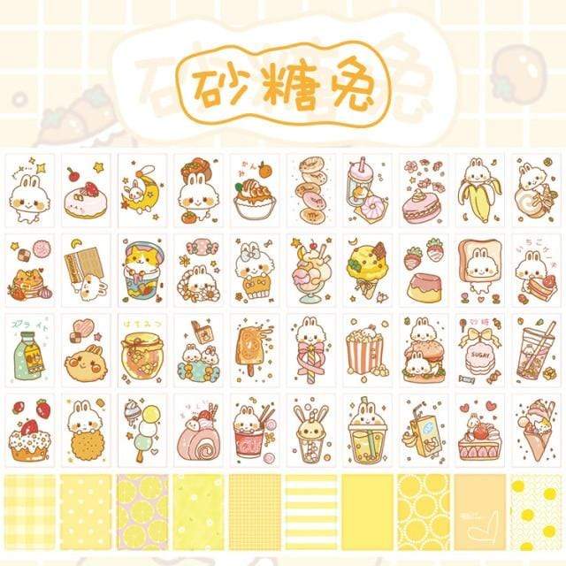 50 Sheets Adorable Cartoon Stickers Decorative Stickers Funny Bunny - Lady Bonita