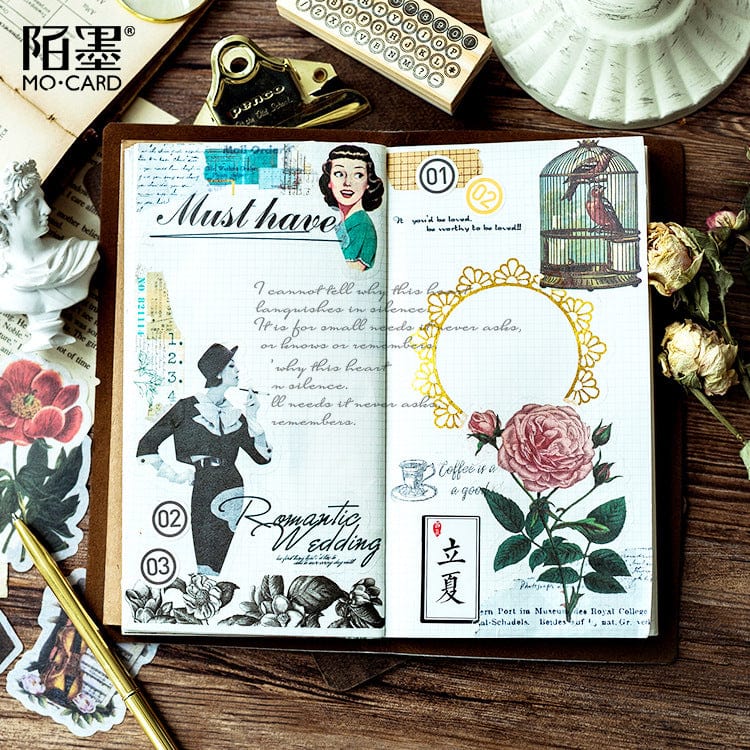 Decorative Vintage Journal Diary [60 Sheets] Decorative Stickers - Lady Bonita
