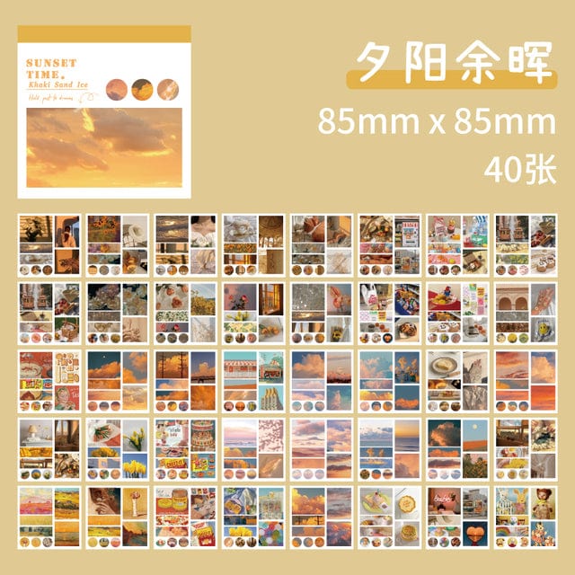 MOHAMM 40 Sheets Creative Landscape Sticker Book for DIY Art Crafts Diary Notebook Planners Collage Material Journaling F - Lady Bonita
