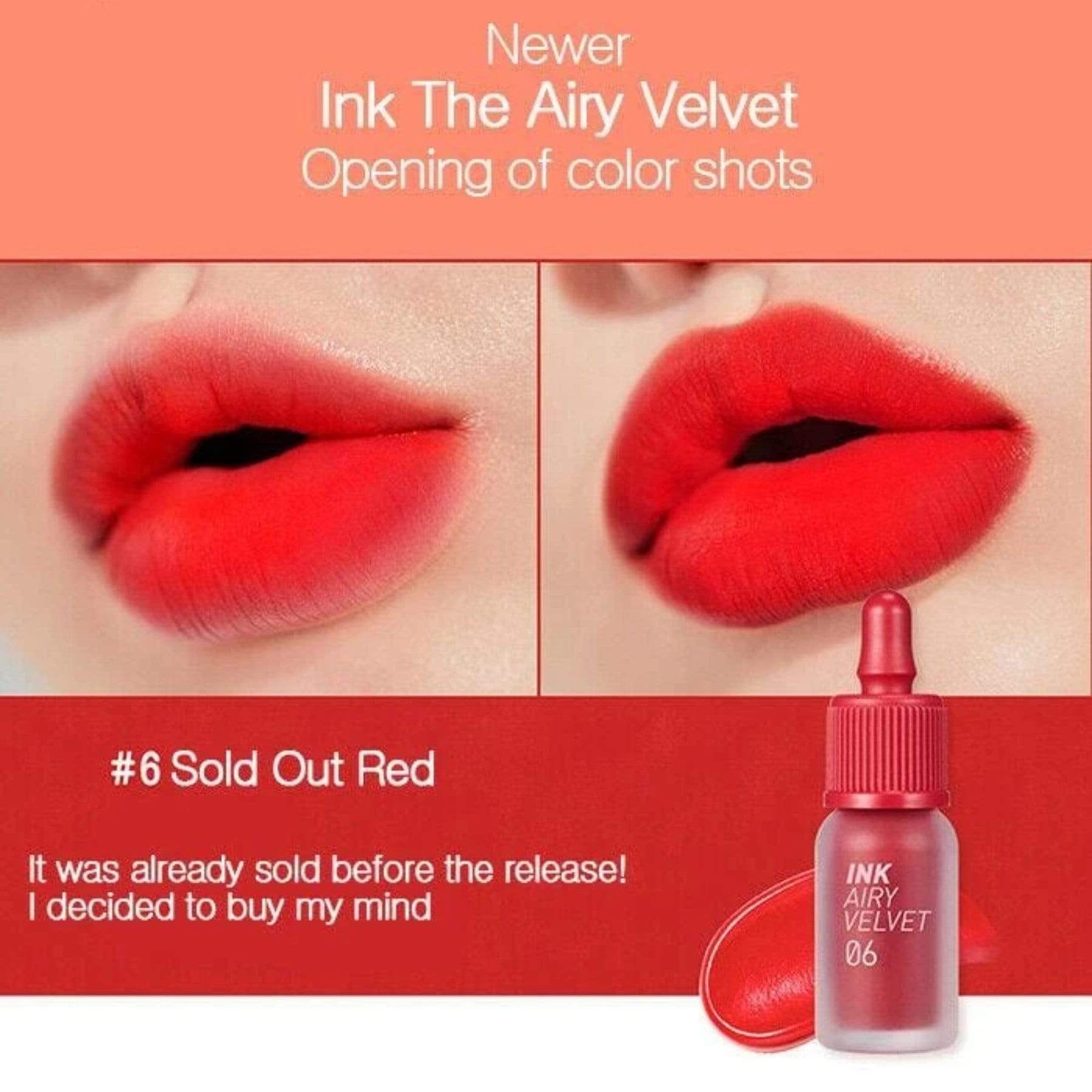 Peripera. Ink Airy Velvet [#06 Sold Out Red] TINT - Lady Bonita