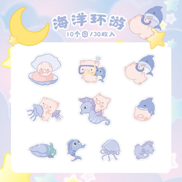 Stickers Cute Piggy [30 pcs] Decorative Stickers D - Lady Bonita