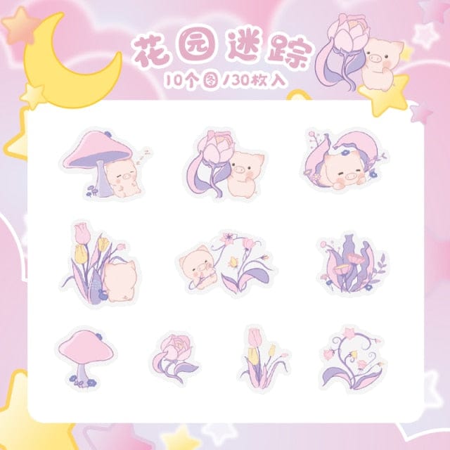 Stickers Cute Piggy [30 pcs] Decorative Stickers F - Lady Bonita